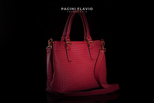 Borsa donna in pelle intrecciata rossa